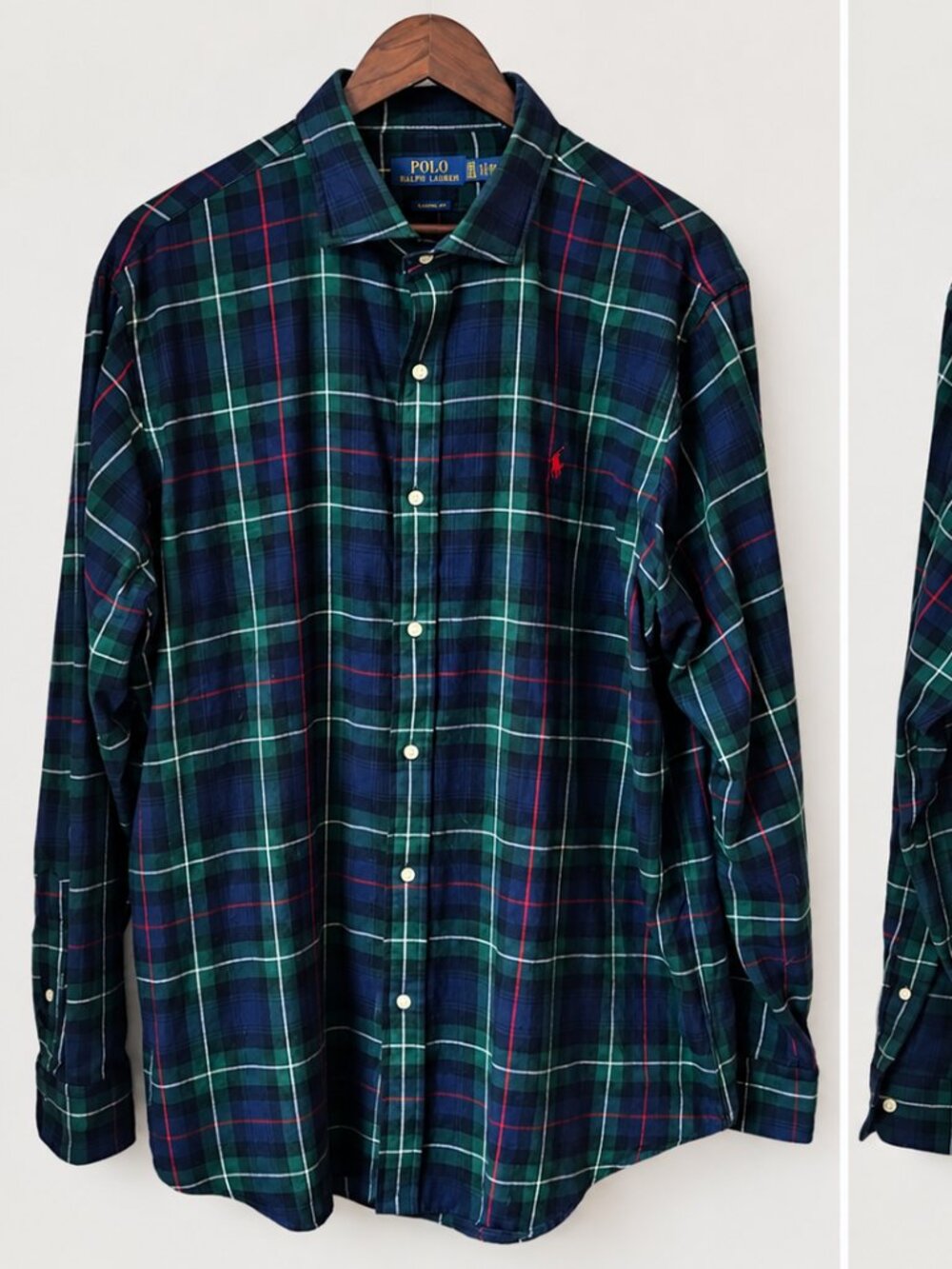 Ralph Lauren POLO XXL Classic Fit Green & Blue Plaid Oxford Shirt XXL - Picture 2 of 3